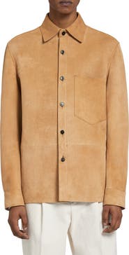 ZEGNA Men's Suede Button-Up Shirt