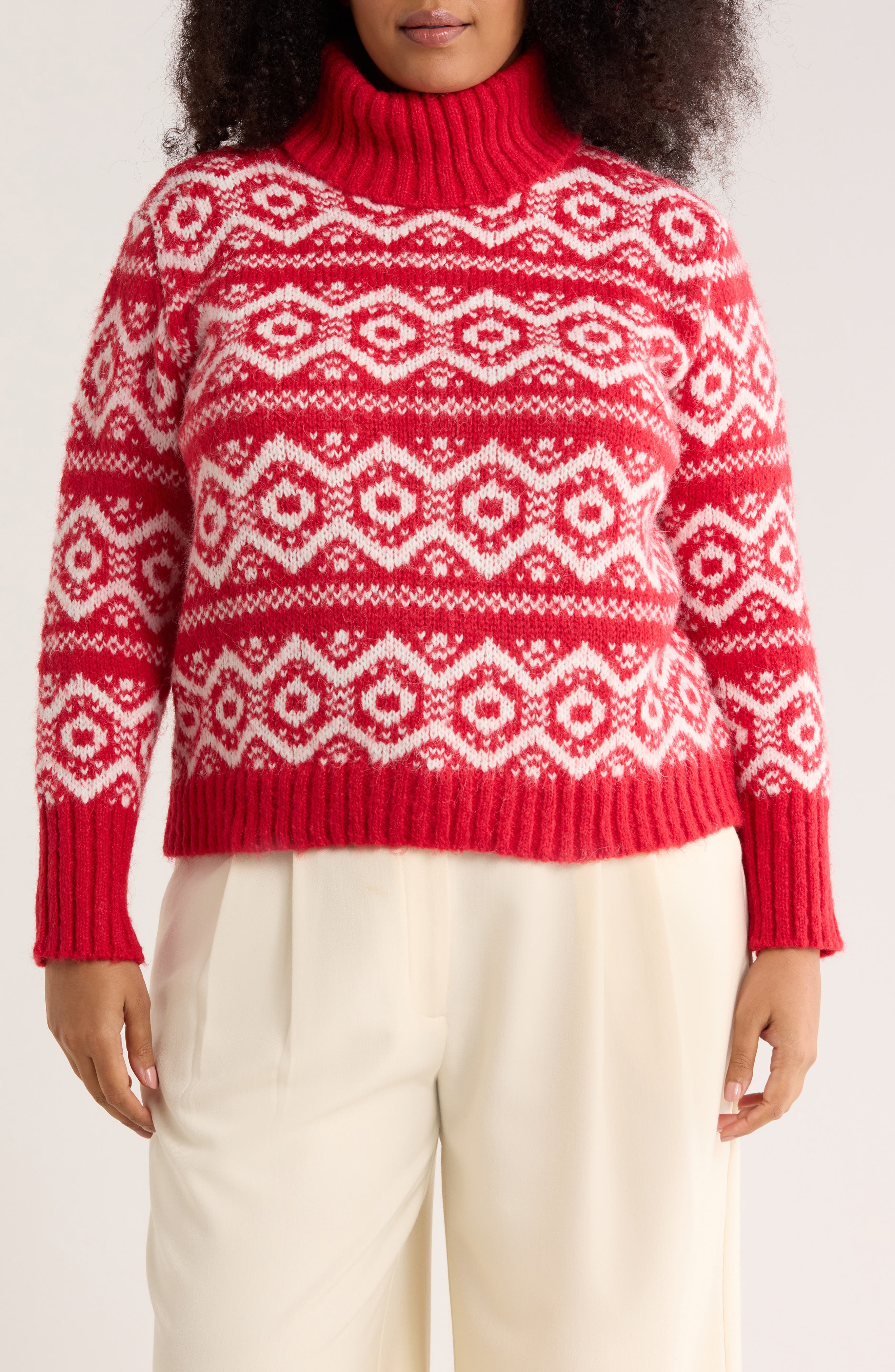 Joseph A Fair Isle Turtleneck Sweater