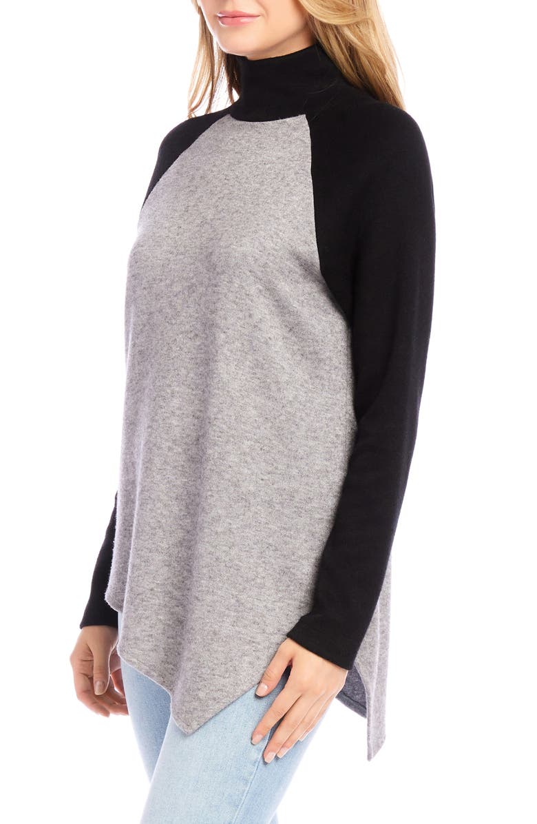 Karen Kane Asymmetric Colorblock Turtleneck Sweater, Alternate, color, 