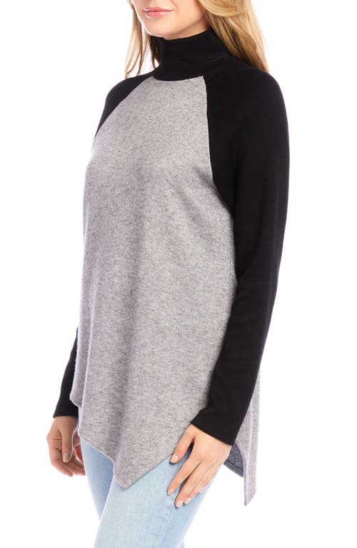Karen Kane Asymmetric Colorblock Turtleneck Sweater In Gray