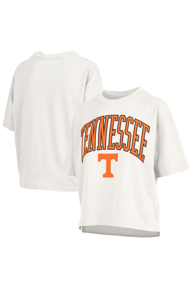 Women's Pressbox White Tennessee Volunteers Nelson Arch Over Logo Waist Length Oversized Slub T-Shirt, Main, color, White