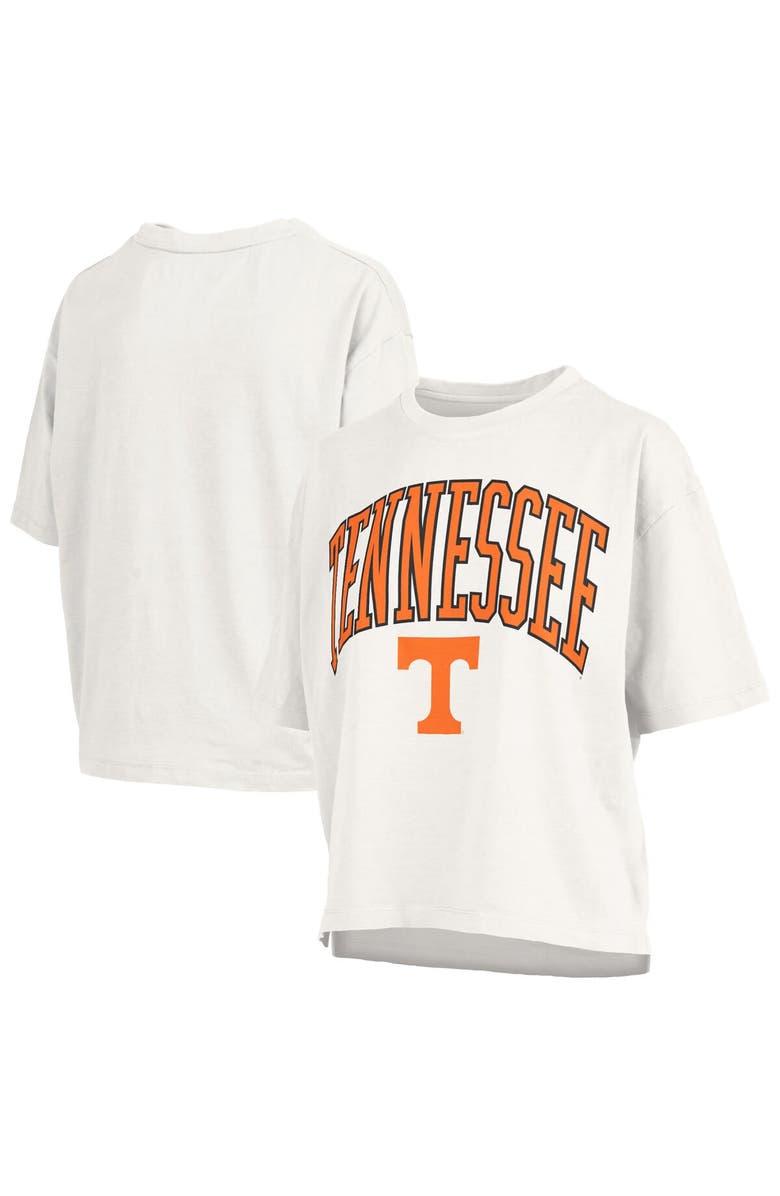 PRESSBOX Women's Pressbox White Tennessee Volunteers Nelson Arch Over Logo Waist Length Oversized Slub T-Shirt, Main, color, White