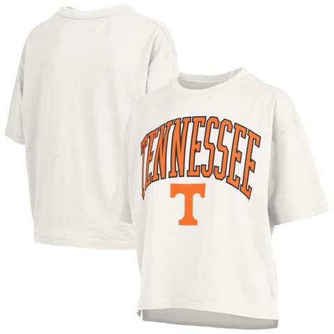 Women's Pressbox White Tennessee Volunteers Nelson Arch Over Logo Waist Length Oversized Slub T-Shirt