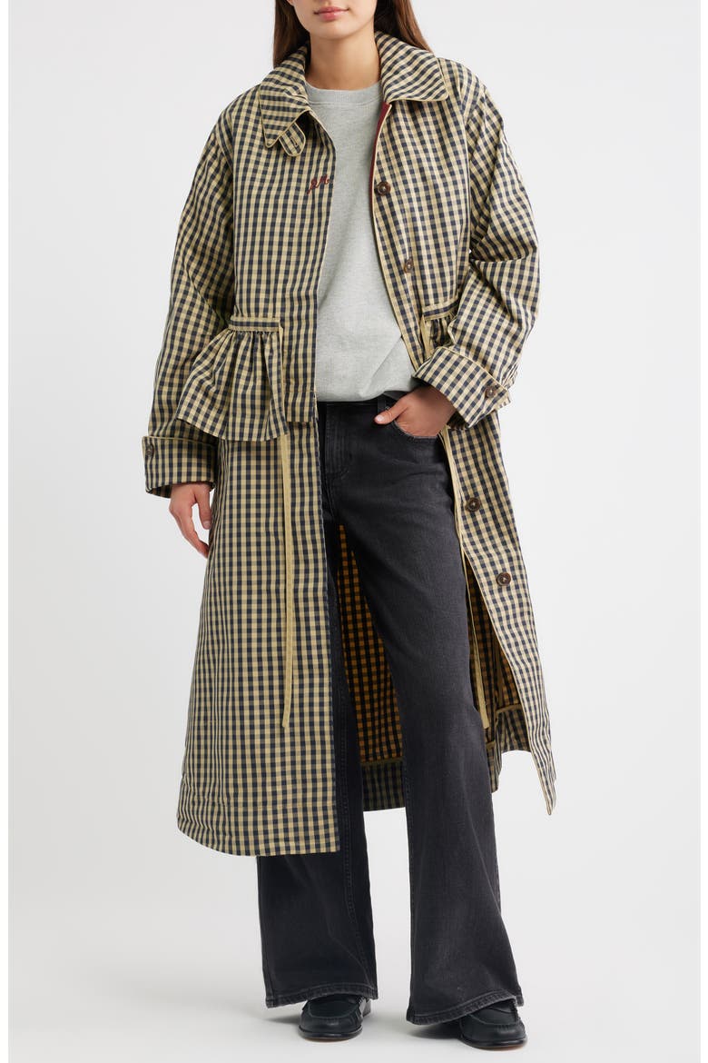 Myrtle Gingham Trench Coat, Alternate, color, NAVY
