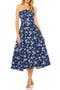 Floral Strapless Brocade Midi Dress