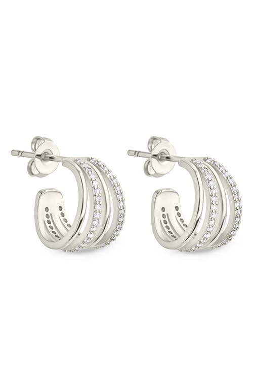 Sterling Forever Neve Micro Cubic Zirconia Hoop Earrings In Silver