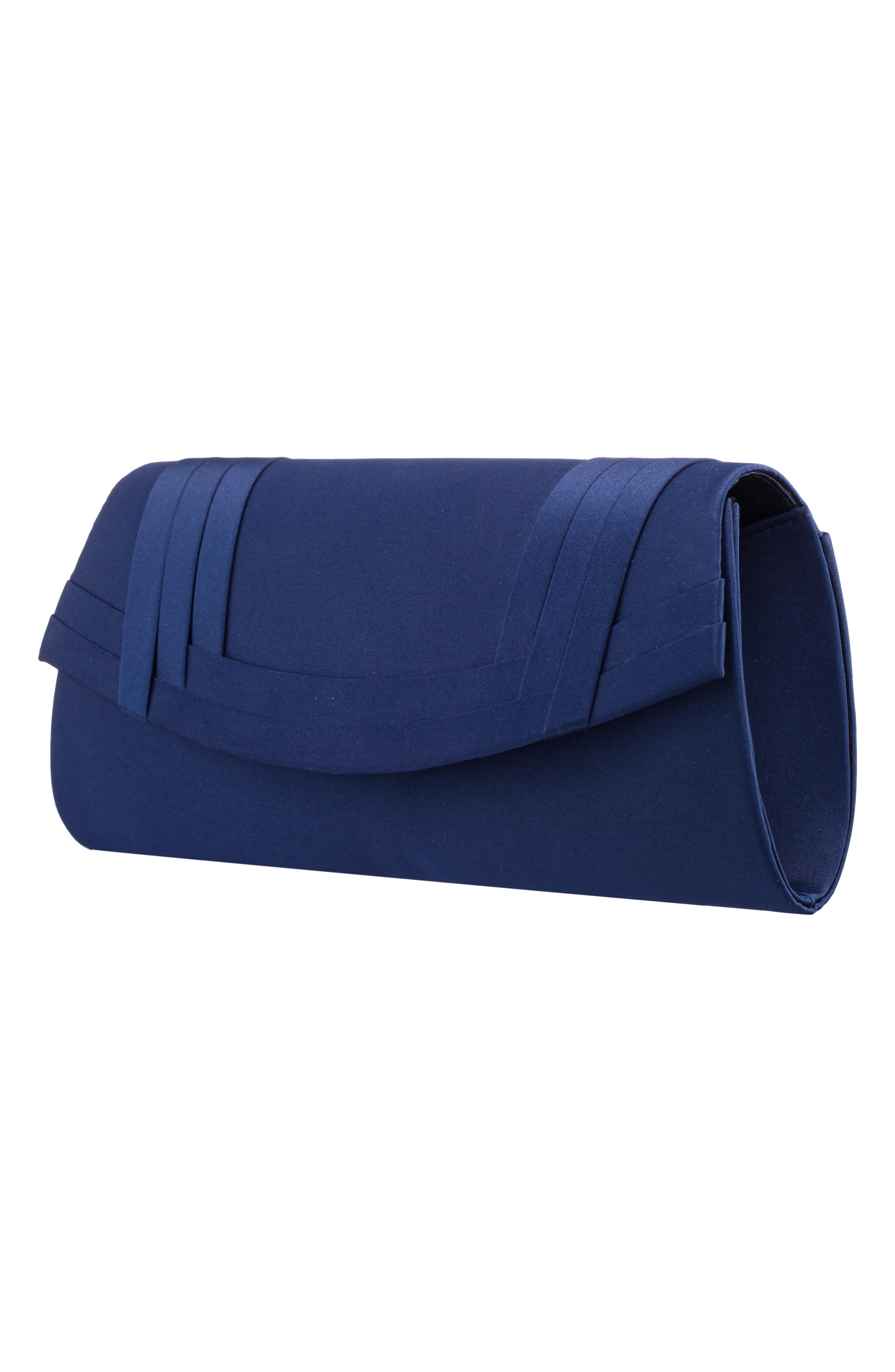 Nina Avis Pleated Clutch, Alternate, color, Navy