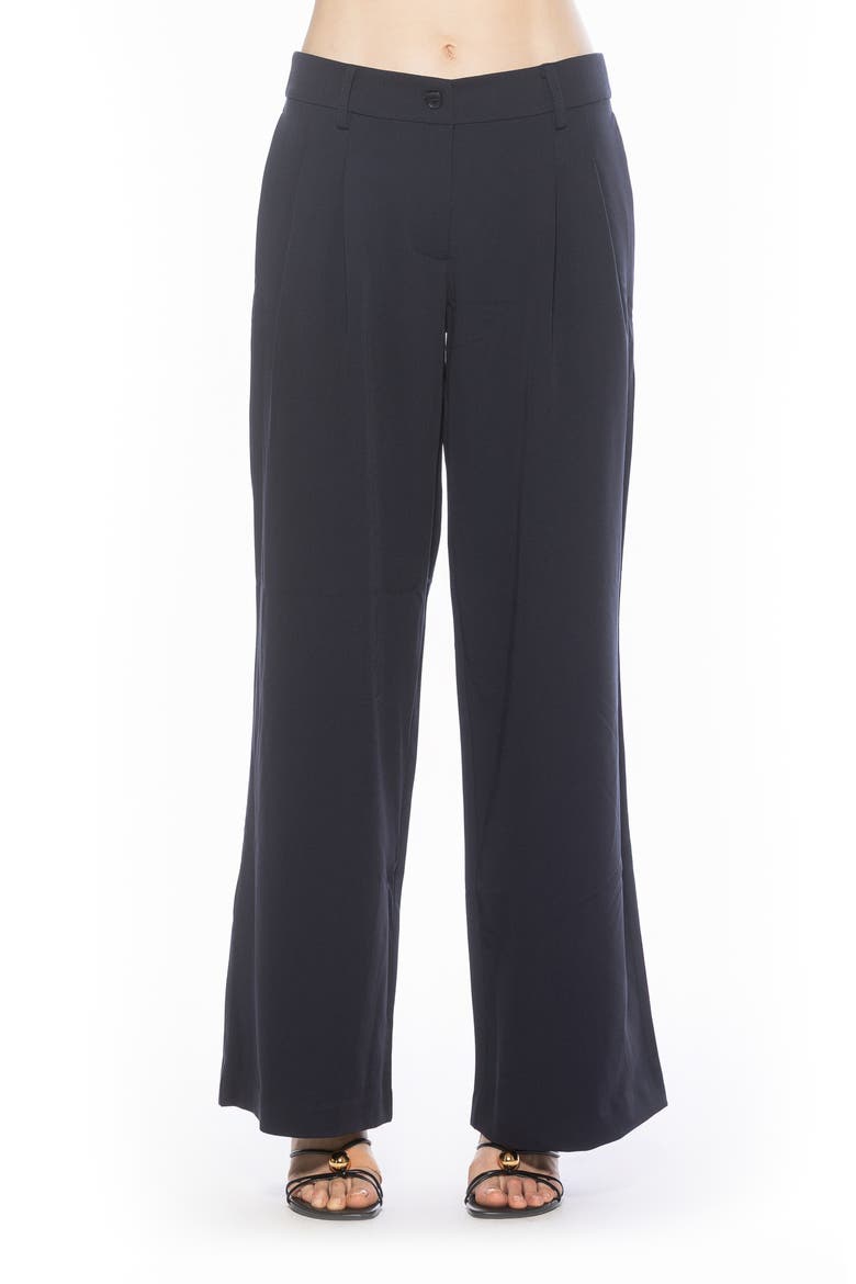 Quinn Pleated Wide Leg Pants, Main, color, NAVY
