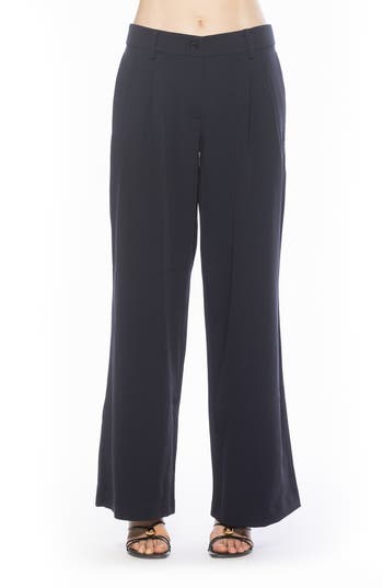 Alexia Admor Quinn Pleated Wide Leg Pants In Blue