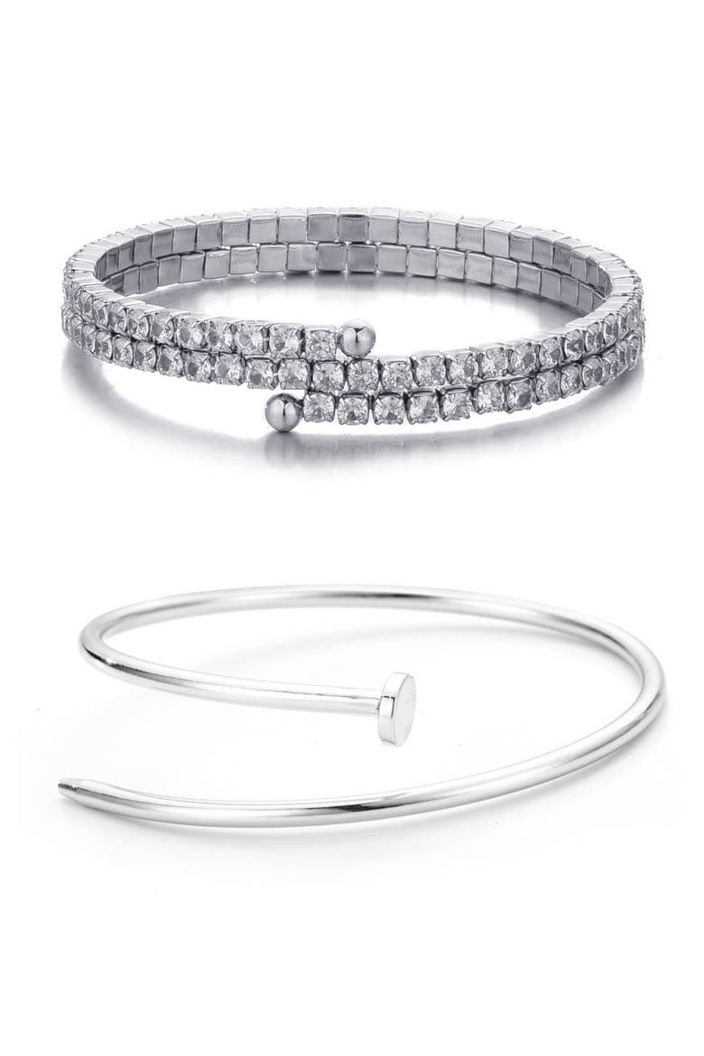 Set of 2 Assorted Bracelets, Main, color, SILVER