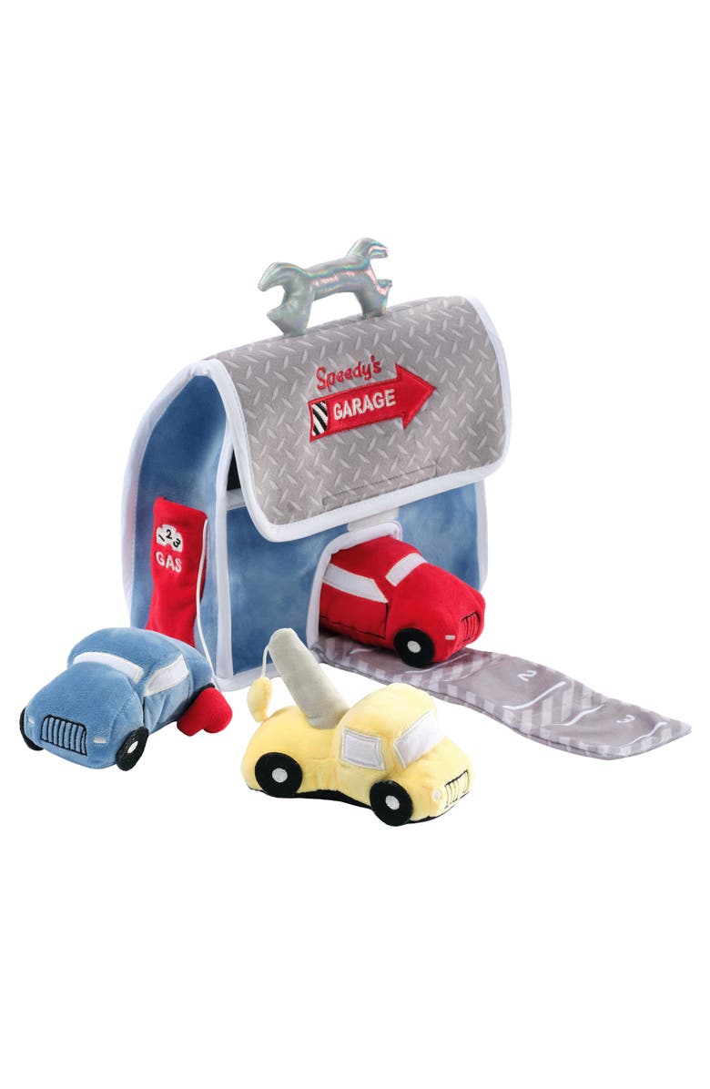 Lambs & Ivy Cars & Tow Truck Garage Interactive Plush Developmental Playset Toy, Main, color, Blue