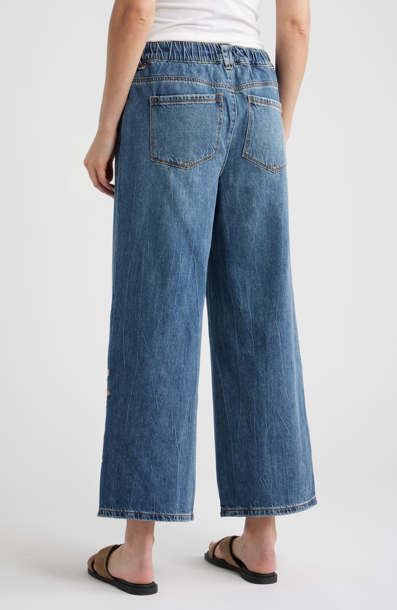 Wit & Wisdom Flower Appliqué High Waist Wide Leg Jeans, Alternate, color, Mid Blue Artisanal