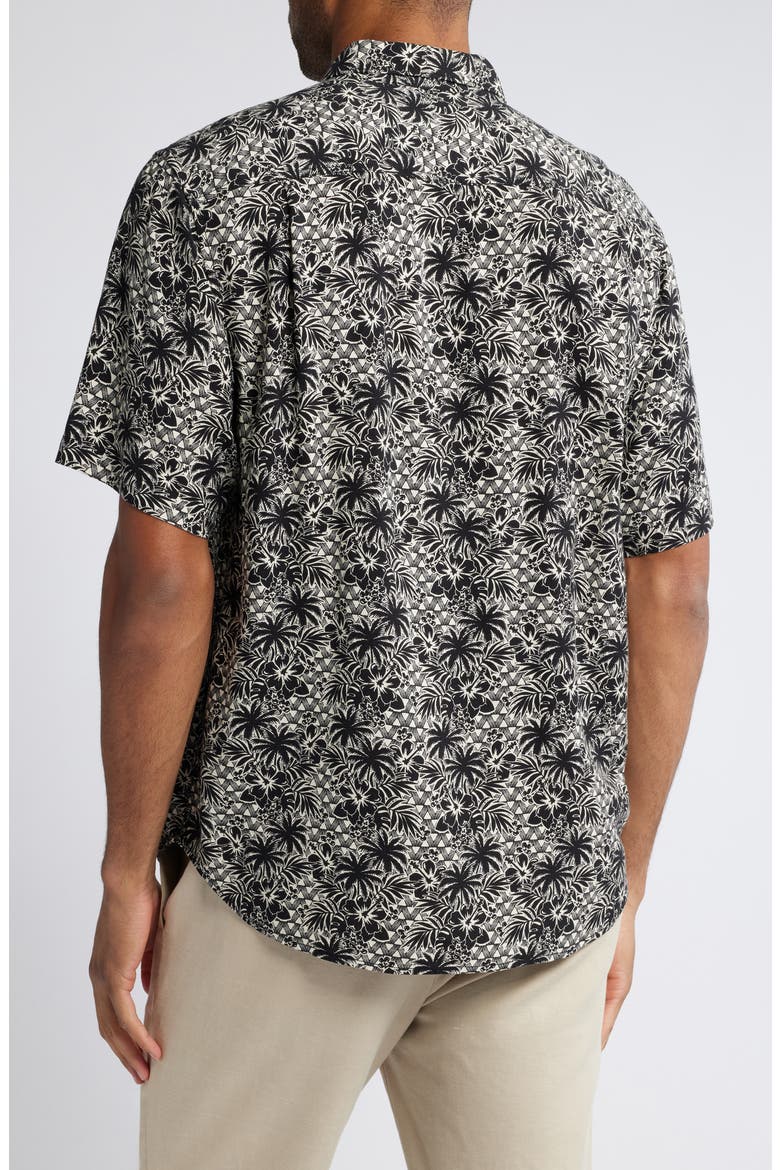 Veracruz Cay Palm Cascade Short Sleeve Button-Up Shirt, Alternate, color, BLACK
