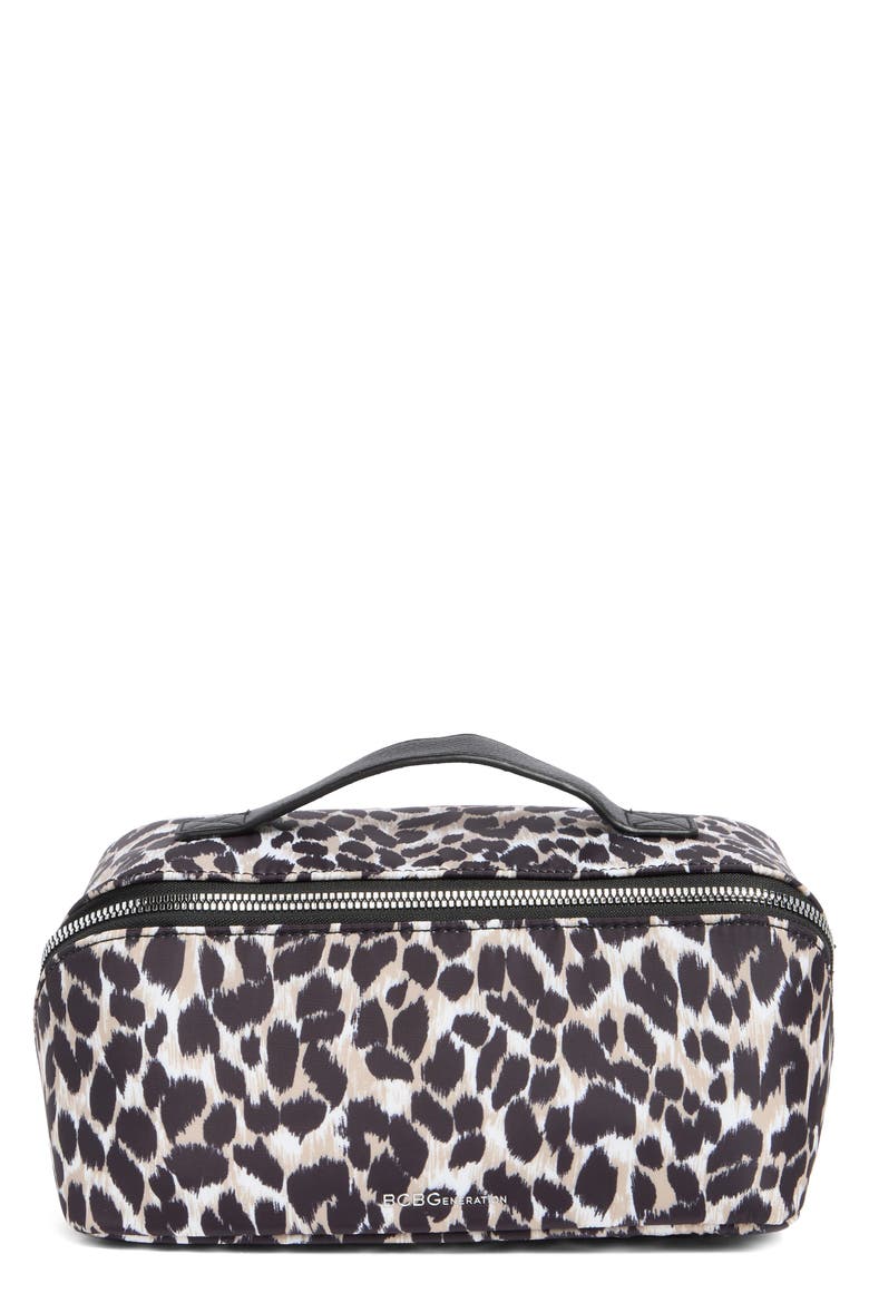 Fold Out Cosmetic Case, Main, color, TAN LEOPARD