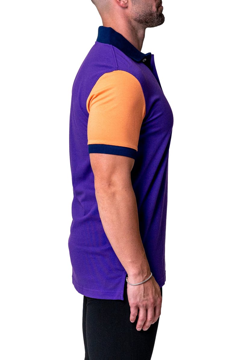 Maceoo Mozart Colorblock Cotton Polo, Alternate, color, Purple