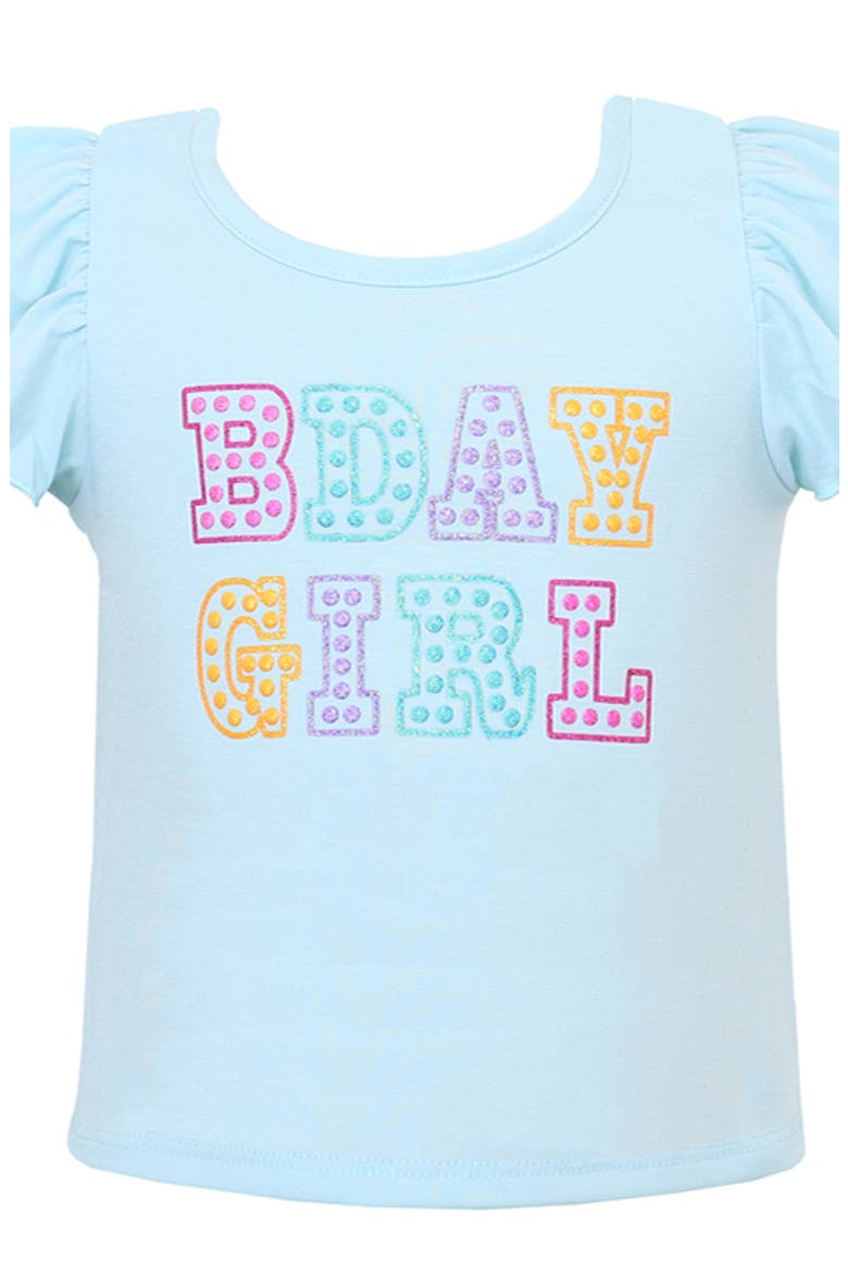 Kids' B-Day Graphic T-Shirt & Tutu Skirt Set, Alternate, color, AQUA MULTI