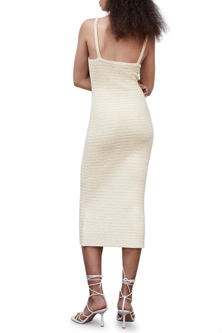 Sequin Detail Empire Waist Midi Dress, Alternate, color, ECRU