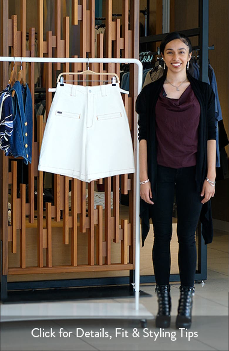 Timothy High Waist Knee Length Denim Shorts, sales video thumbnail