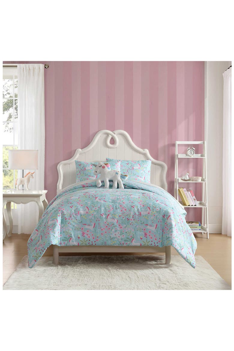 Magical Unicorns 3-Piece Twin Microfiber Comforter & Sham Set, Alternate, color, BRIGHT BLUE