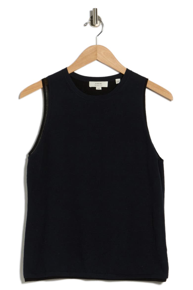 Double Layer Cotton Blend Tank, Alternate, color, NAVY/ BLACK COMBO