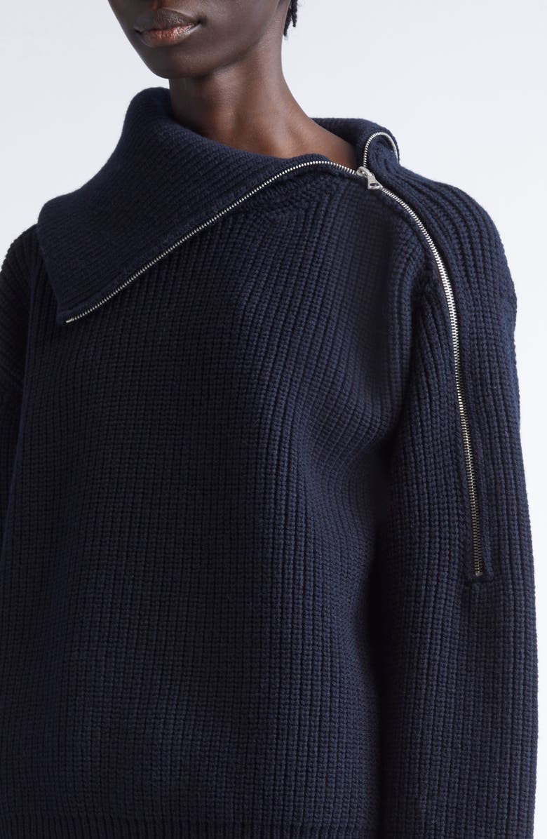 Dries Van Noten Talim Wool Half Zip Turtleneck Sweater, Alternate, color, Black
