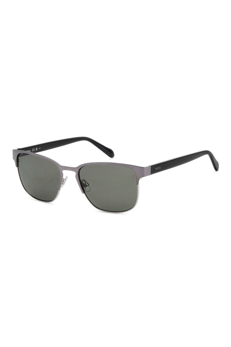 56mm Rectangular Sunglasses, Alternate, color, DARK RUTHENIUM/ BROWN