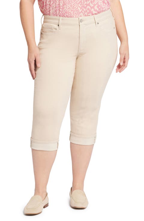 Marilyn Cool Embrace® Cuff Crop Straight Leg Jeans (Pearl Grey) (Plus Size)
