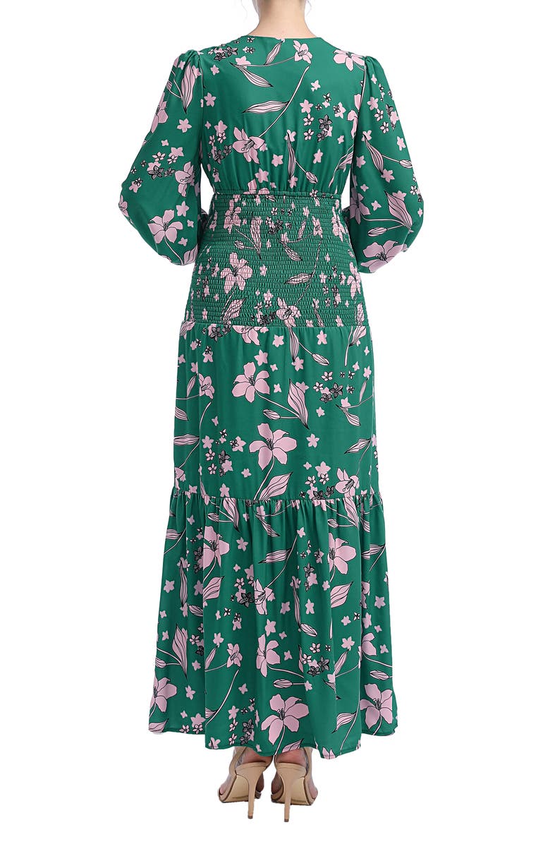 Kimi and Kai Caroline Bloused Sleeve Smocked Maternity Maxi Dress, Alternate, color, 