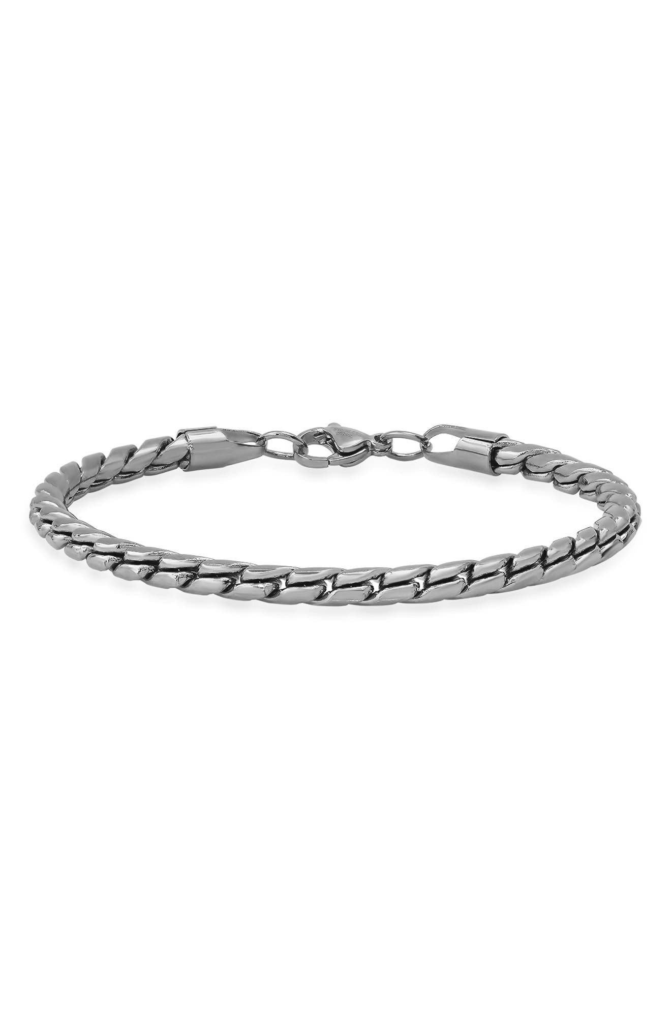 HMY JEWELRY Men's Oxidized Stainless Steel Chain Bracelet