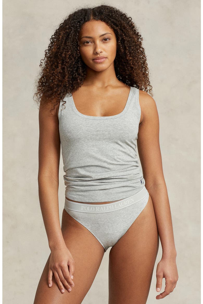 Cotton Blend Bikini, Alternate, color, HEATHER GREY