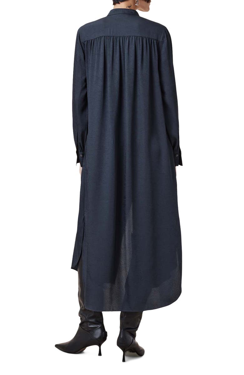 AllSaints Aggie Long Sleeve Textured Woven Midi Shirtdress, Alternate, color, 