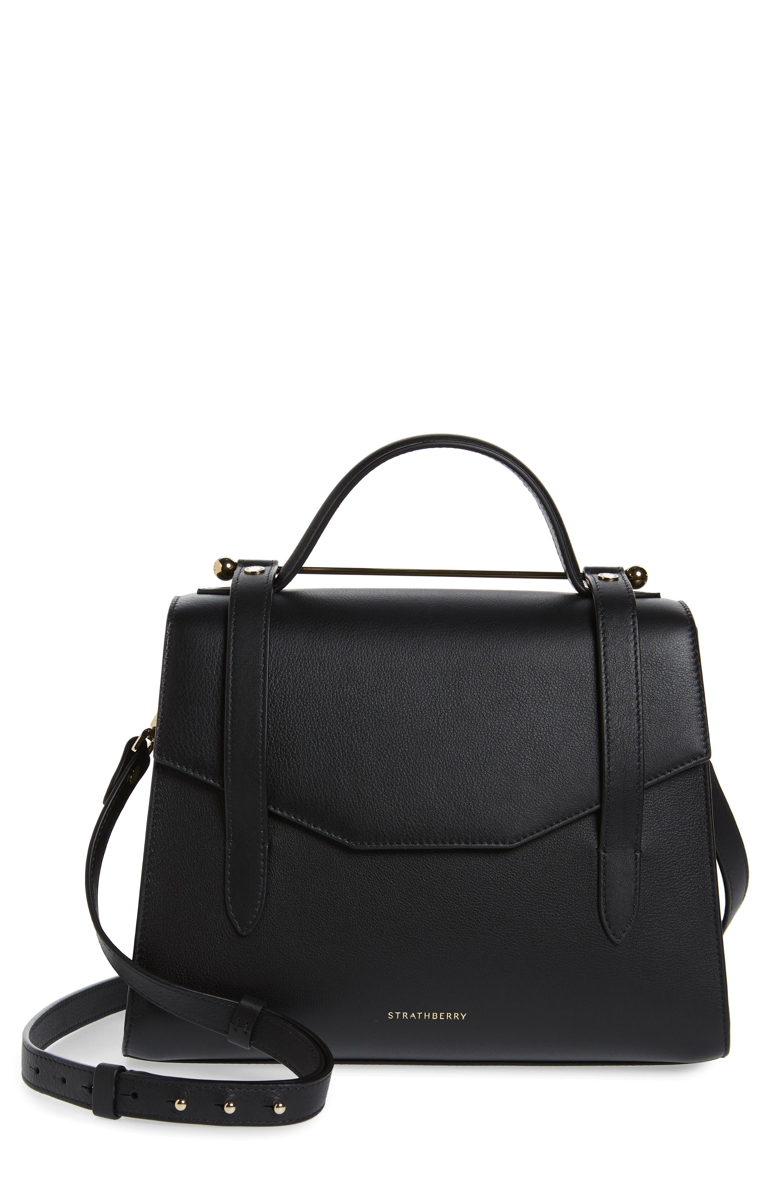 Strathberry Midi Allegro Calfskin Leather Satchel, Main, color, 