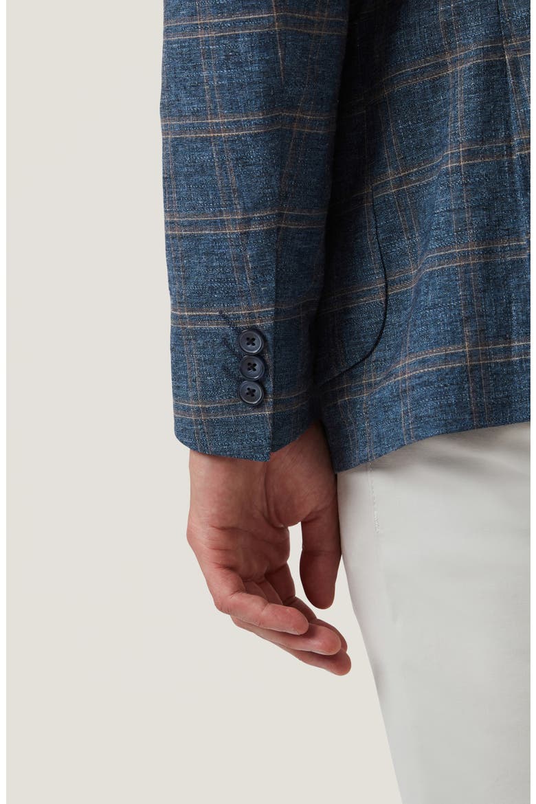 Matteo Shadow Check Stretch Cotton & Wool Blend Sport Coat, Alternate, color, BLUE