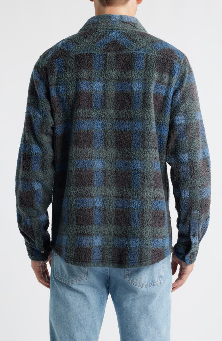 O'Neill Glacier Plaid Fleece Snap-Up Overshirt, Alternate, color, Dark Slate