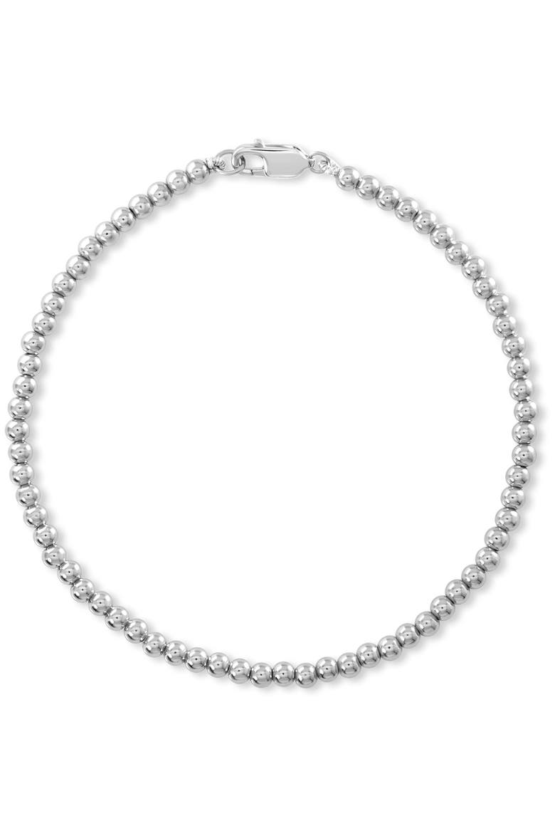 3mm Beaded Ball Chain Bracelet in Rhodium Plated Sterling Silver, Alternate, color, Silver