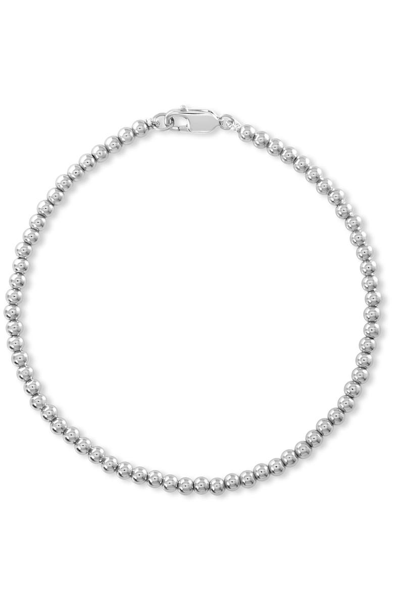 DEVATA 3mm Beaded Ball Chain Bracelet in Rhodium Plated Sterling Silver, Alternate, color, Silver