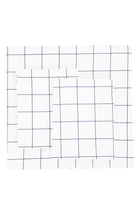 Percale Cotton Grid Duvet Set