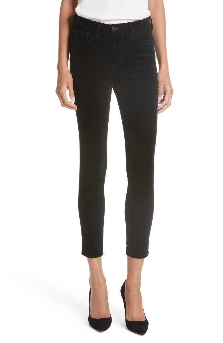 L'AGENCE Margot Velvet Crop Skinny Jeans, Main, color,