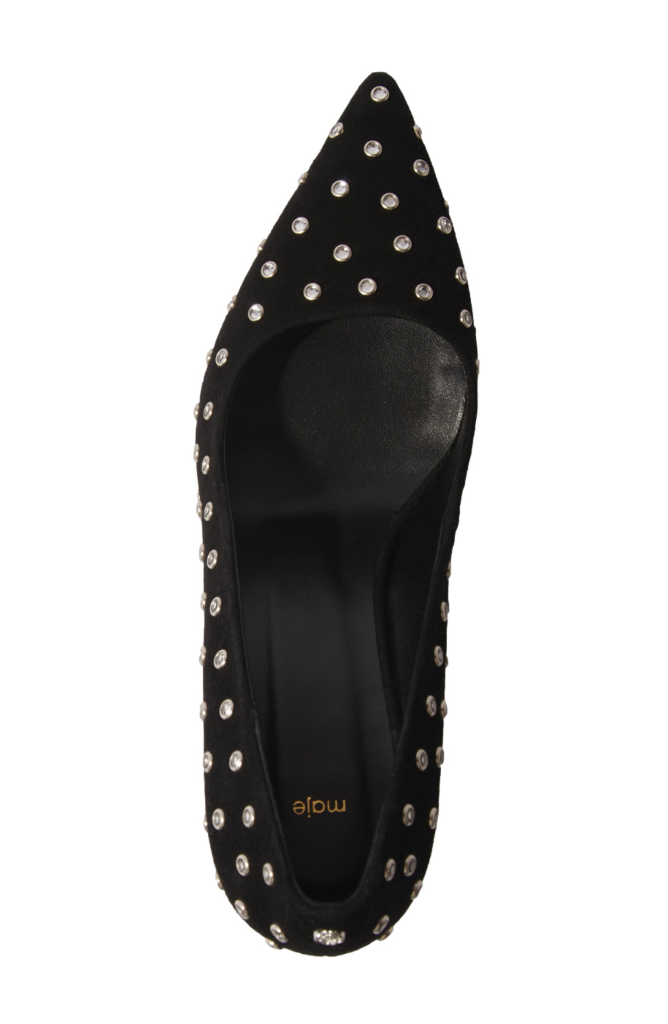 maje Rhinestone pumps with pointed toes, Alternate, color, Black