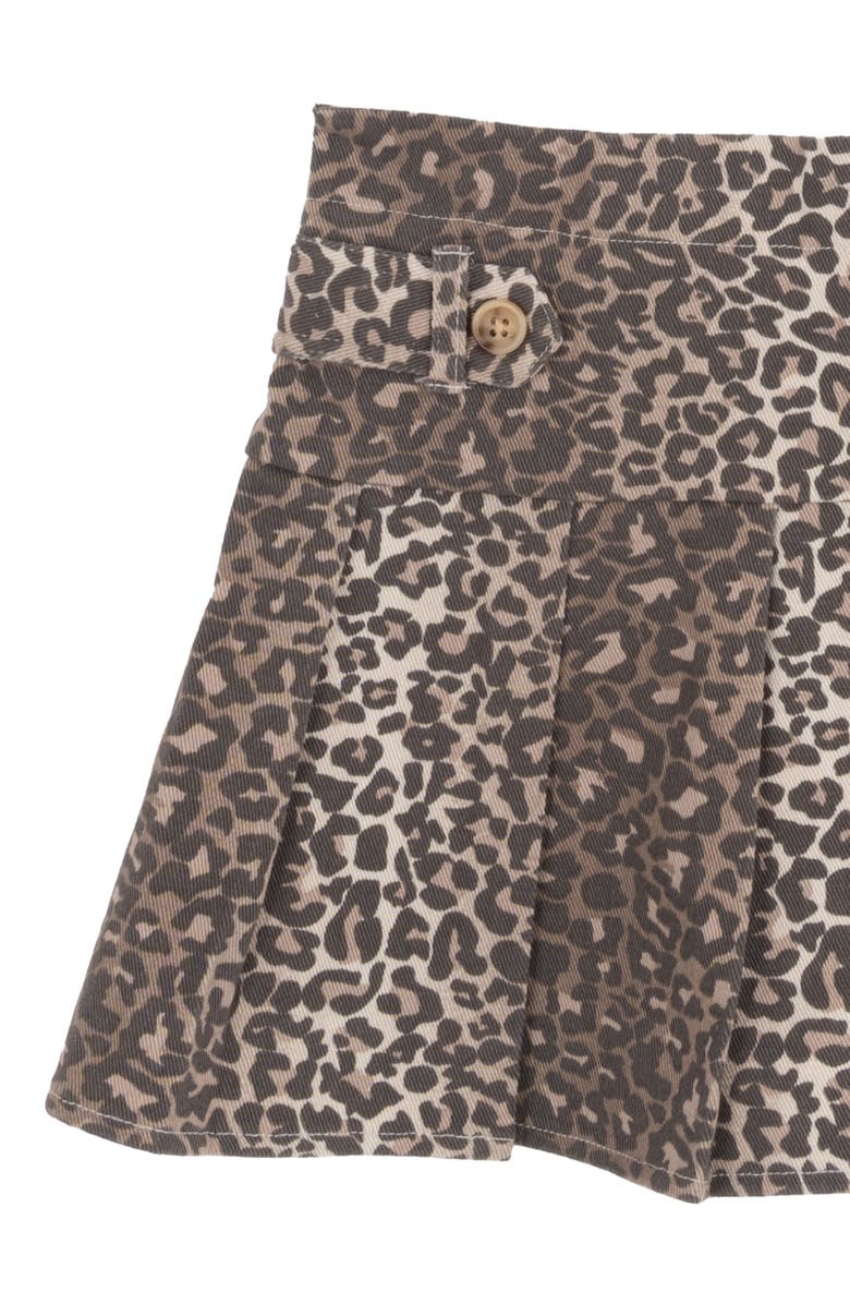Rare Editions Kids' Bow Top & Cheetah Skort Set, Alternate, color, Brown