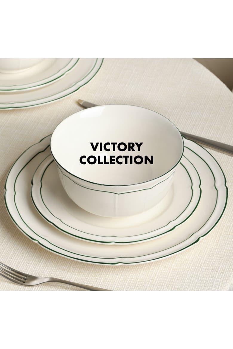 Victory 12-Piece Porcelain Dinnerware Set, Colored Rim, Alternate, color, Green