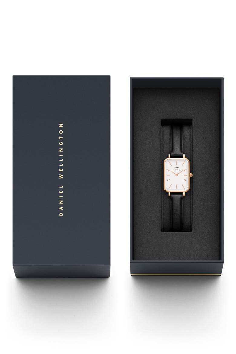 Quadro Sheffield Leather Strap Watch, 20mm x 26mm, Alternate, color, ROSE GOLD/WHITE