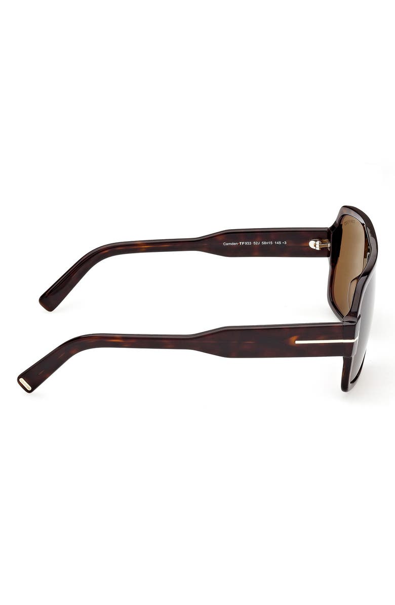 TOM FORD Camden 58mm Square Sunglasses, Alternate, color, Dark Havana / Roviex