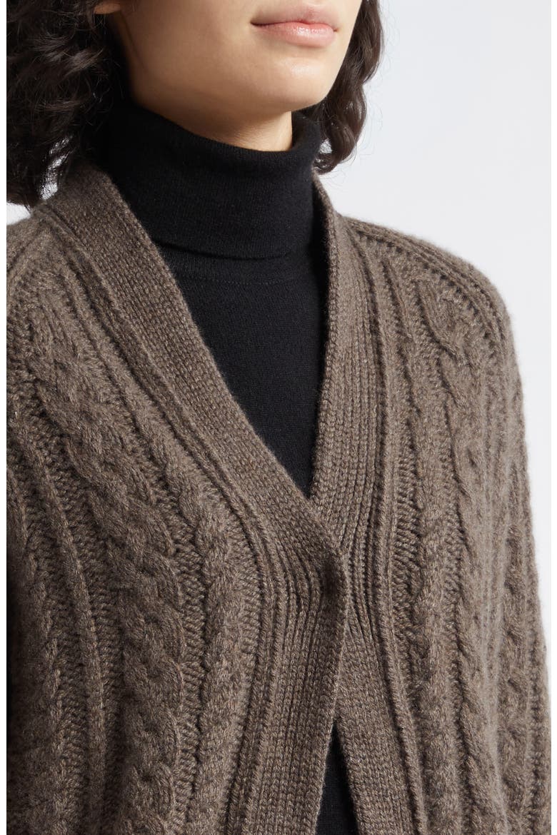 Mabel Cable Stitch Cashmere V-Neck Cardigan, Alternate, color, VOLE