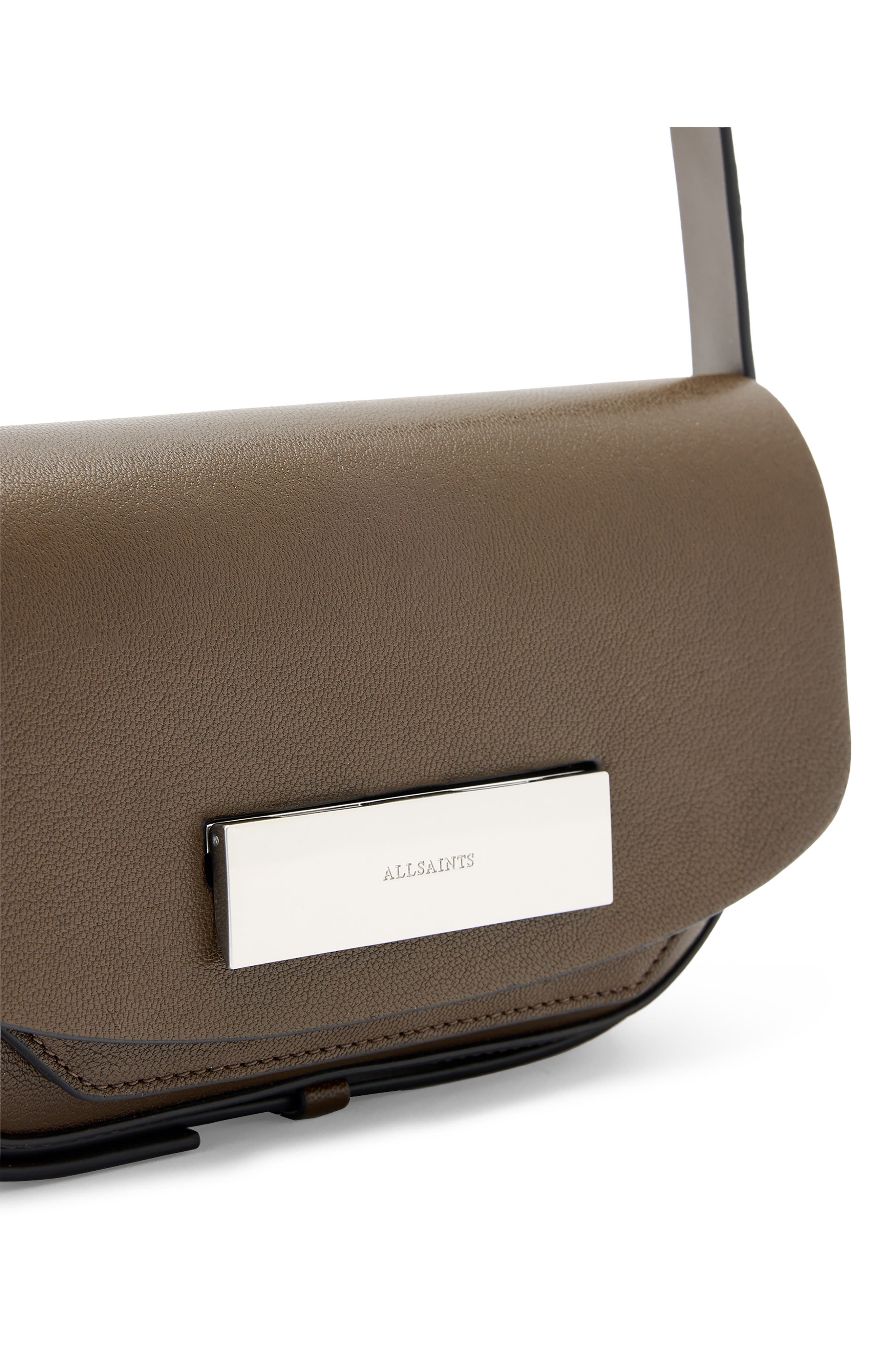 AllSaints Etta Leather Crossbody Bag, Alternate, color, Fango Brown