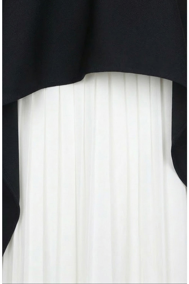 Halter Neck Asymmetric Layered Dress, Alternate, color, Black / White