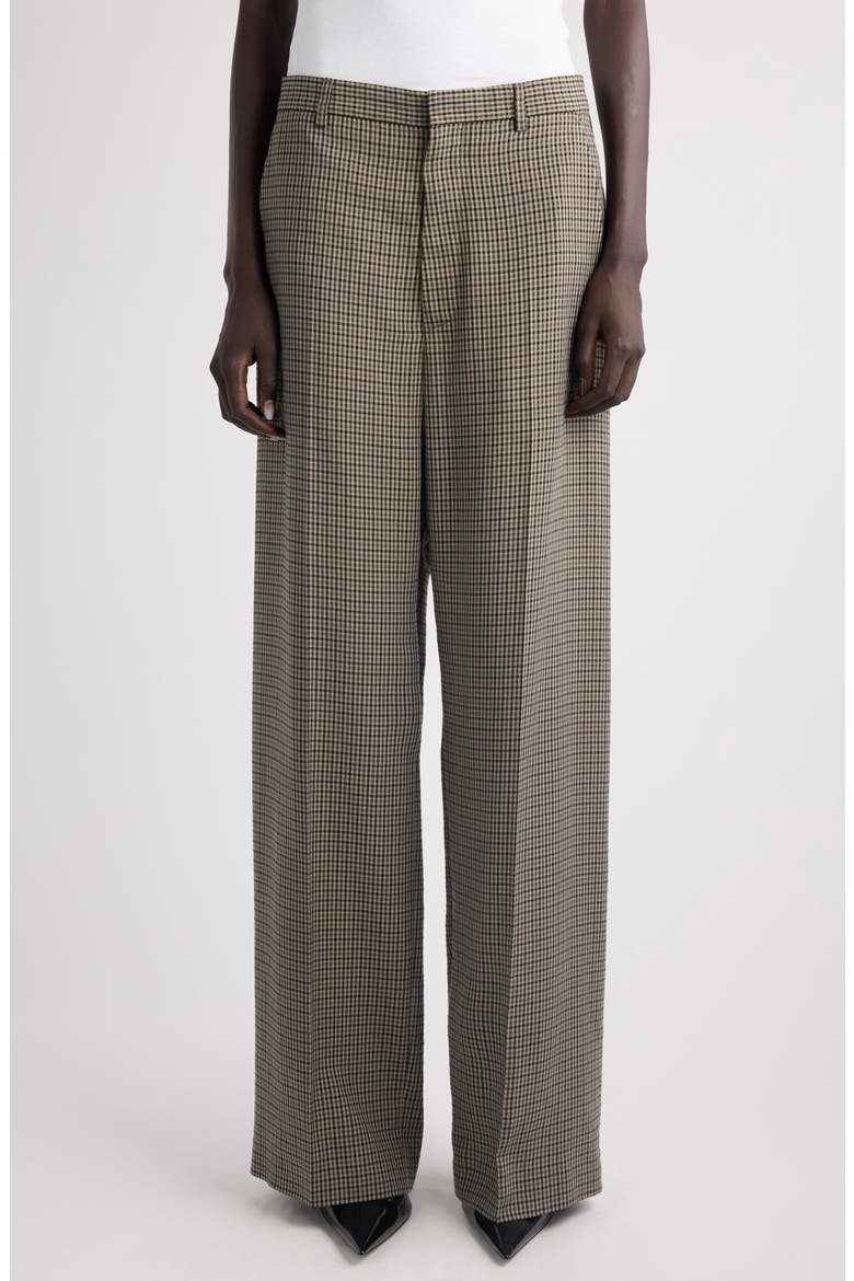 Check Wide Leg Pants, Main, color, 2866 KHAKI/ BROWN