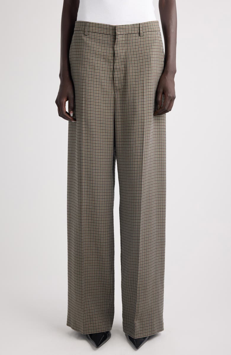 Balenciaga Check Wide Leg Pants, Main, color, 2866 Khaki/ Brown