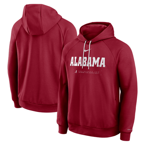 Men's Nike Crimson Alabama Crimson Tide 2025 Courtside Basketball Practice Raglan Dri-FIT Hoodie