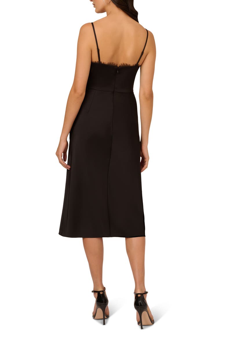 Lace Trim Satin Slipdress, Alternate, color, BLACK